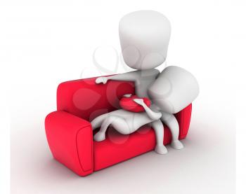 3D Illustration of a Couple on the Couch