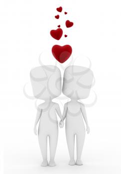 3D Illustration of a Man and Woman in Love