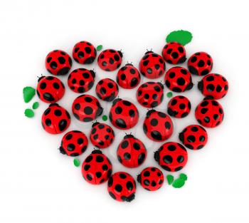 3D Illustration of a Group of Ladybugs Forming the Shape of a Heart