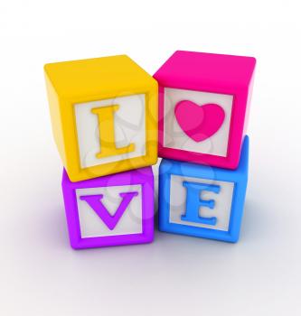 3D Illustration of Valentine Blocks Forming the Word Love