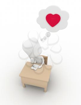 Illustration of a Man writing a Love Note / Letter