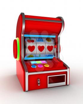 Illustration of a Slot Machine Displaying a Combination of Three Hearts