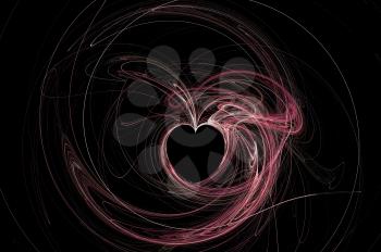 Abstract Heart on black background