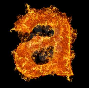 Fire small letter A on a black background