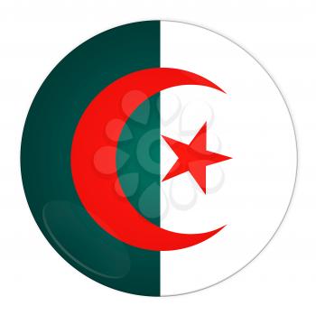 Abstract illustration: button with flag from Algeria country