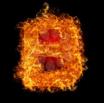 Fire letter B on a black background