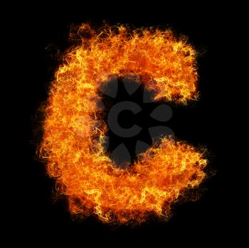 Fire letter C on a black background