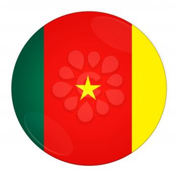Abstract illustration: button with flag from Cameroon country