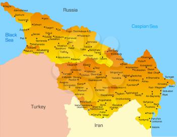 Vector map of Caspian region countries