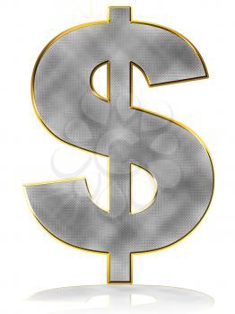 Abstract Bling Dollar Symbol on white with reflection