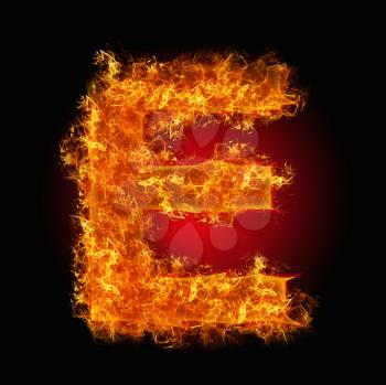 Fire letter E on a black background