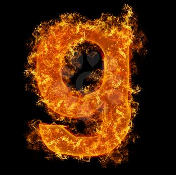 Fire small letter G on a black background