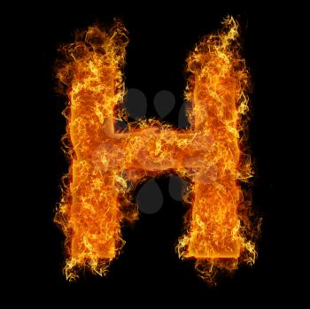 Fire letter H on a black background
