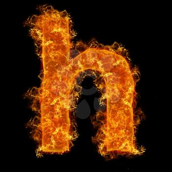Fire small letter H on a black background
