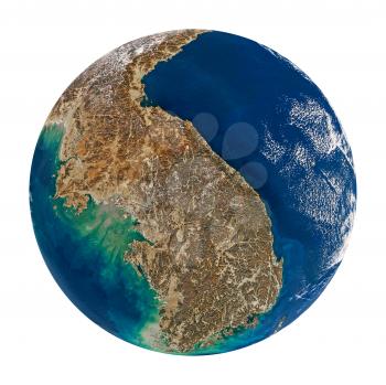 Planet earth with Korea isolated on black.
Data source: nasa web site.