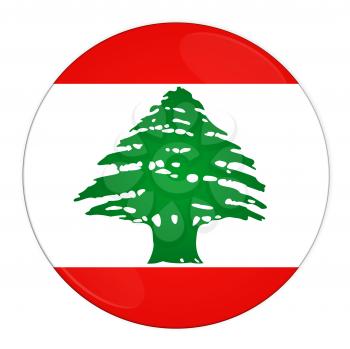 Abstract illustration: button with flag from Lebanon country