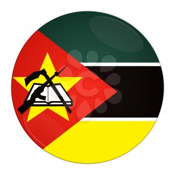 Abstract illustration: button with flag from Mozambique 
country