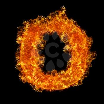 Fire letter O on a black background
