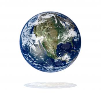 3d earth on white. Data source: nasa.