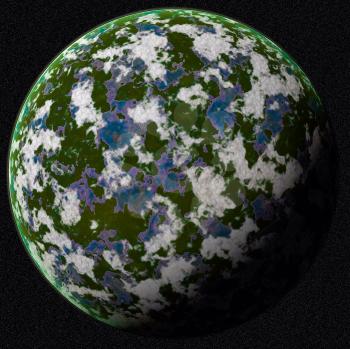 Green planet in outer space