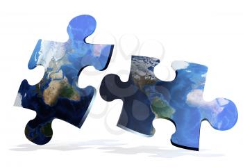 global map puzzles comunication on white background