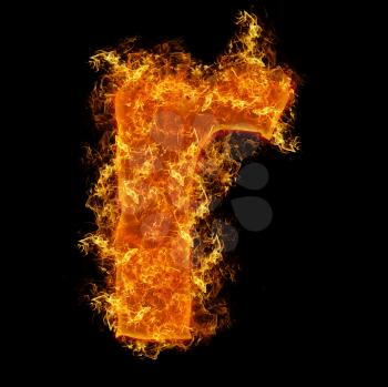 Fire small letter R on a black background