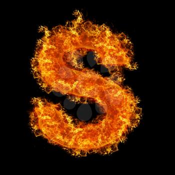 Fire letter S on a black background