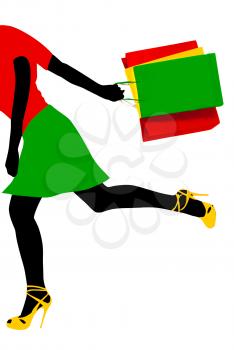 Abstract illustration: running shopping girl