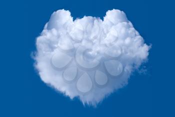 Cloud shaped heart on blue sky background