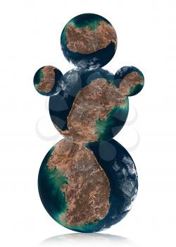 Snowman by  Earth planet. Data source: Nasa