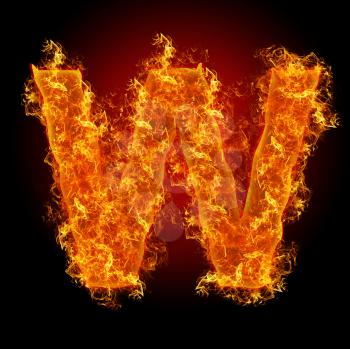 Fire letter W on a black background