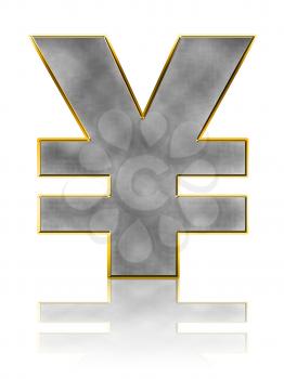 Abstract Bling Yen Symbol on white with reflection