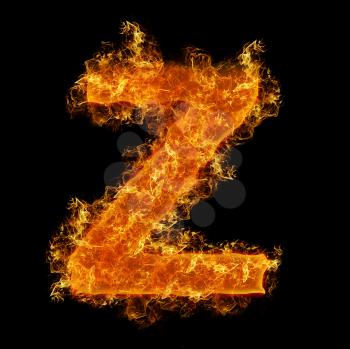 Fire letter Z on a black background