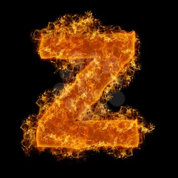 Fire small letter Z on a black background