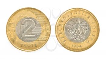 Royalty Free Clipart Image of Two Zloty, Money of Poland