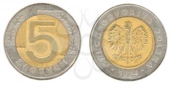 Royalty Free Clipart Image of Five Zloty - Money of Poland