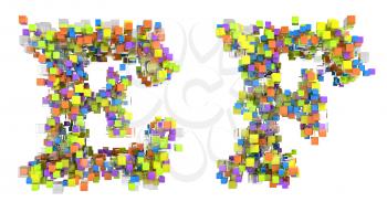 Royalty Free Clipart Image of Abstract Letters Made of Cubes