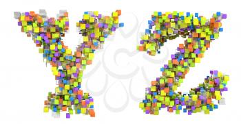 Royalty Free Clipart Image of Abstract Letters Made of Cube