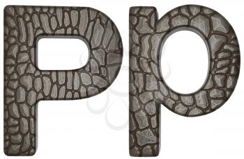 Royalty Free Clipart Image of Alligator Skin Font P Lowercase and Capital Letters