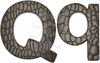 Royalty Free Clipart Image of Alligator Skin Font Q Lowercase and Capital Letters