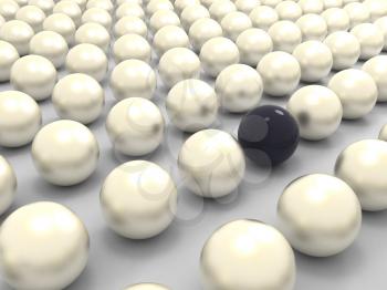 Royalty Free Clipart Image of a Black Pearl Among White Pearls