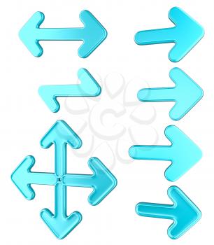 Royalty Free Clipart Image of a Set of Blue Arrows