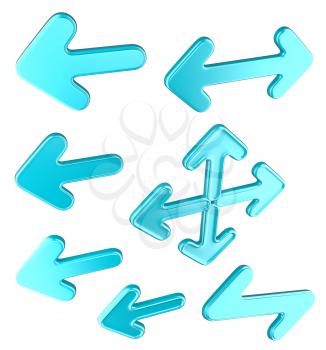 Royalty Free Clipart Image of a Set of Blue Arrows