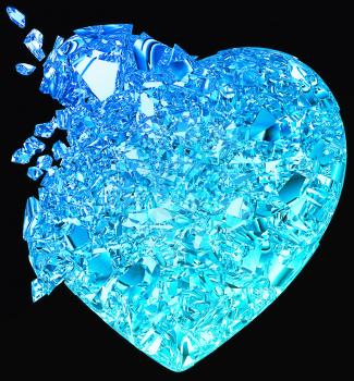 Royalty Free Clipart Image of a Broken Crystal Heart