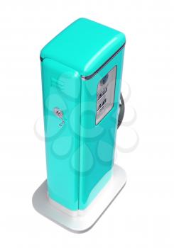 Royalty Free Clipart Image of a Vintage Blue Fuel Pump