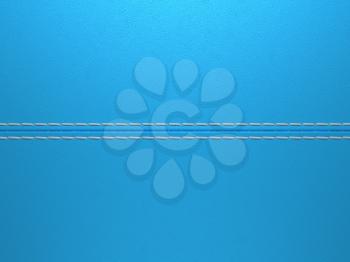 Royalty Free Clipart Image of a Blue Diagonal Stitched Leather Background