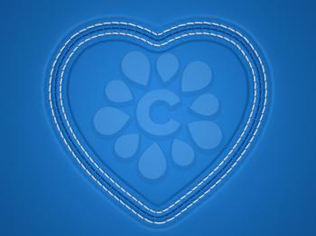Royalty Free Photo of a Blue Stitched Leather Heart Background 