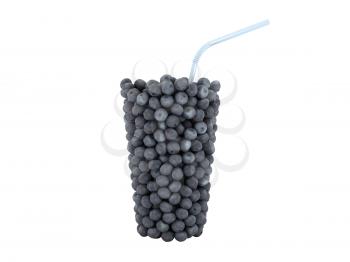 Royalty Free Clipart Image of a Blueberry Glass With Straw