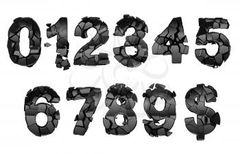 Royalty Free Clipart Image of Broken Numeral Fonts