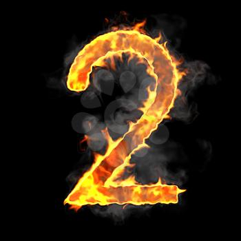 Royalty Free Clipart Image of a Burning Number Two